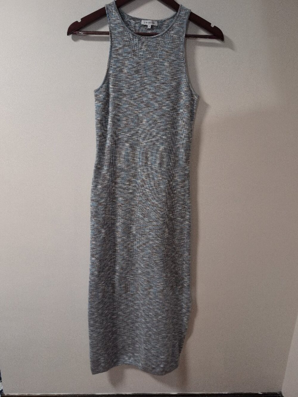 Crescent Heathered Blue Gray Maxi Dress Small
